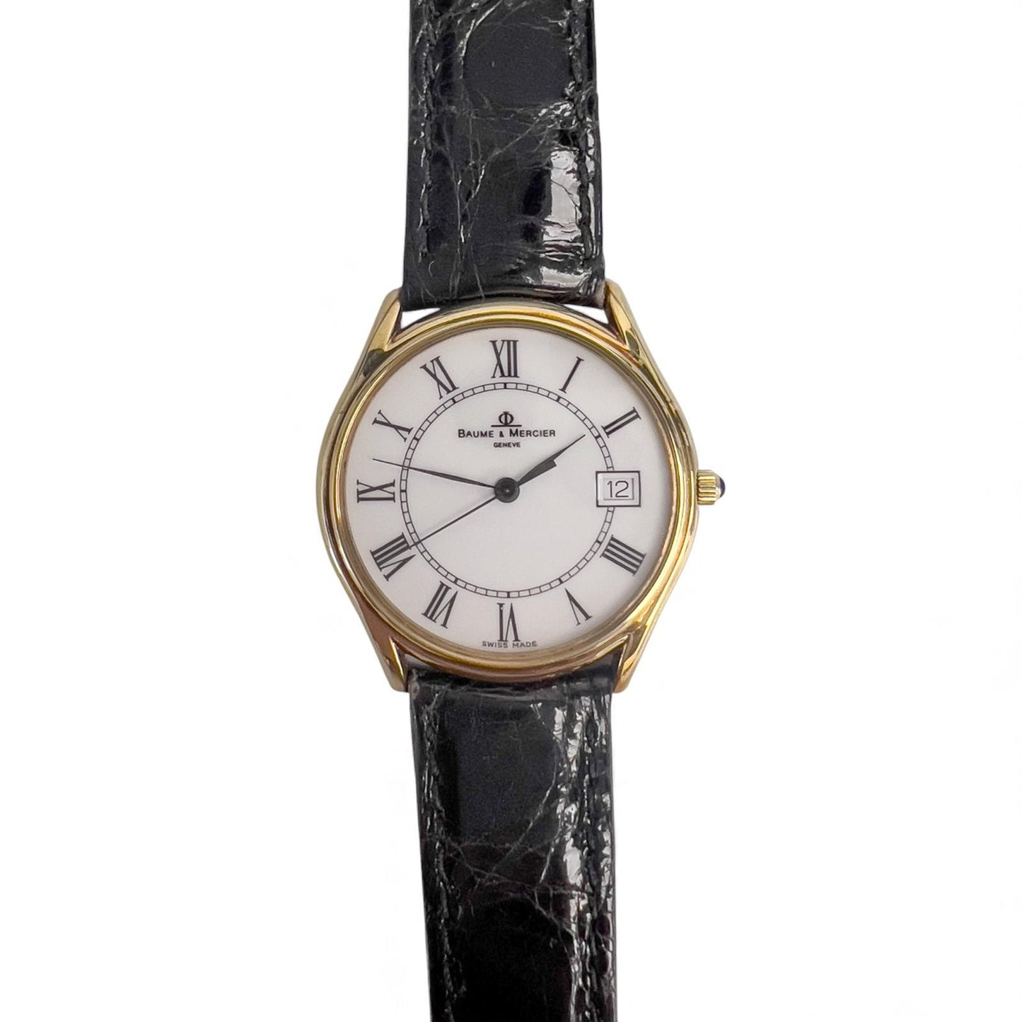 OPEN PAPERS Baume & Mercier Classima Date 95248 14k Yellow Gold White 32mm BOX