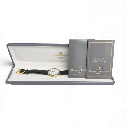 OPEN PAPERS Baume & Mercier Classima Date 95248 14k Yellow Gold White 32mm BOX