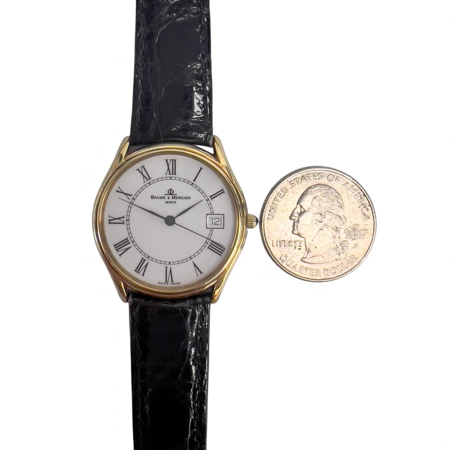 OPEN PAPERS Baume & Mercier Classima Date 95248 14k Yellow Gold White 32mm BOX