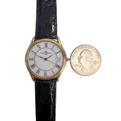 OPEN PAPERS Baume & Mercier Classima Date 95248 14k Yellow Gold White 32mm BOX