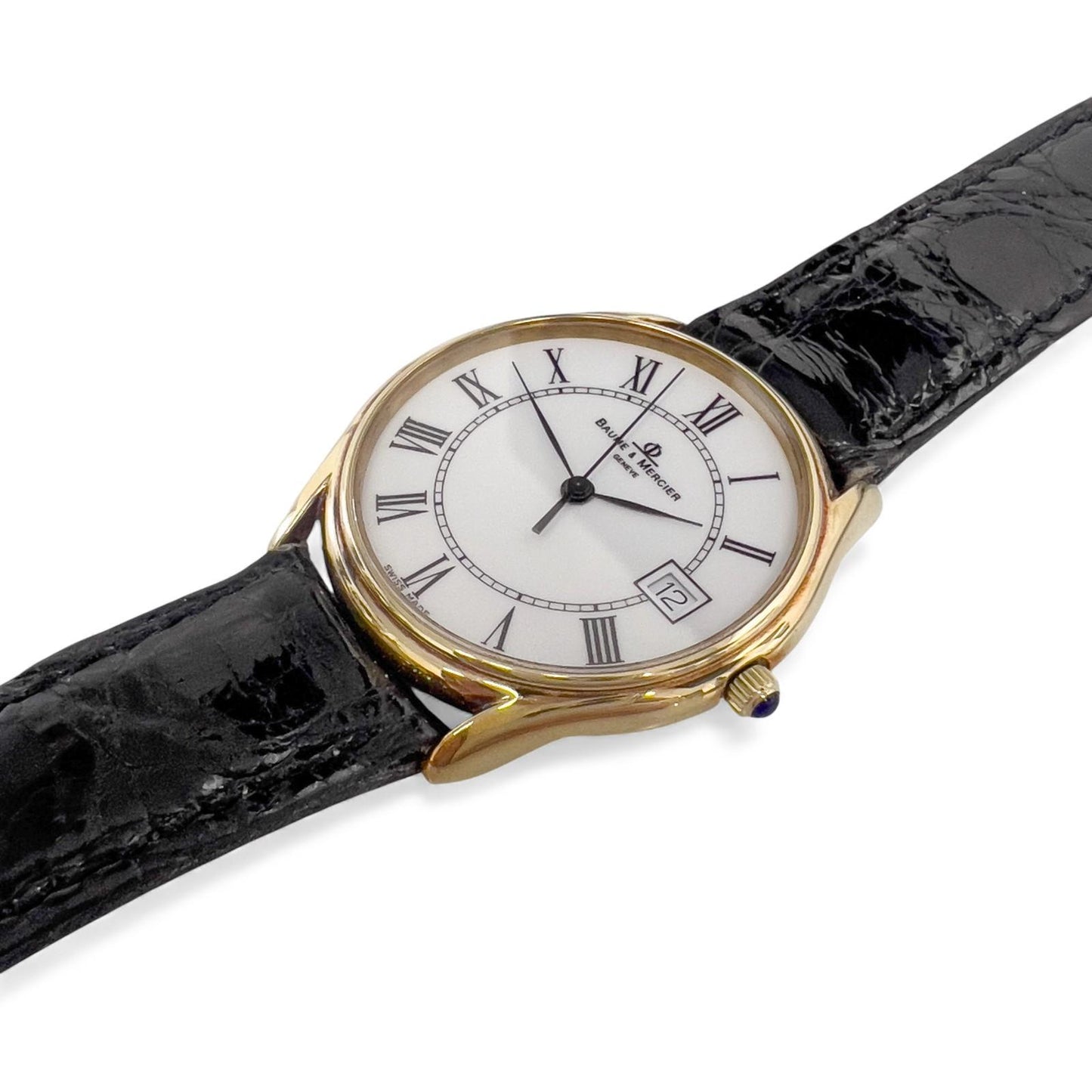 OPEN PAPERS Baume & Mercier Classima Date 95248 14k Yellow Gold White 32mm BOX