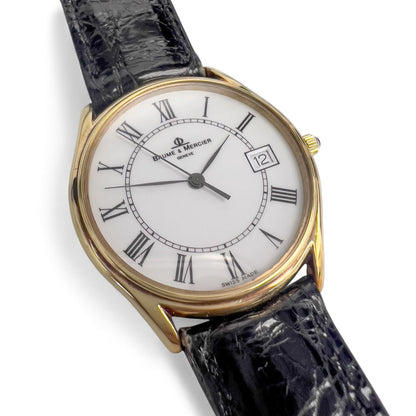 OPEN PAPERS Baume & Mercier Classima Date 95248 14k Yellow Gold White 32mm BOX