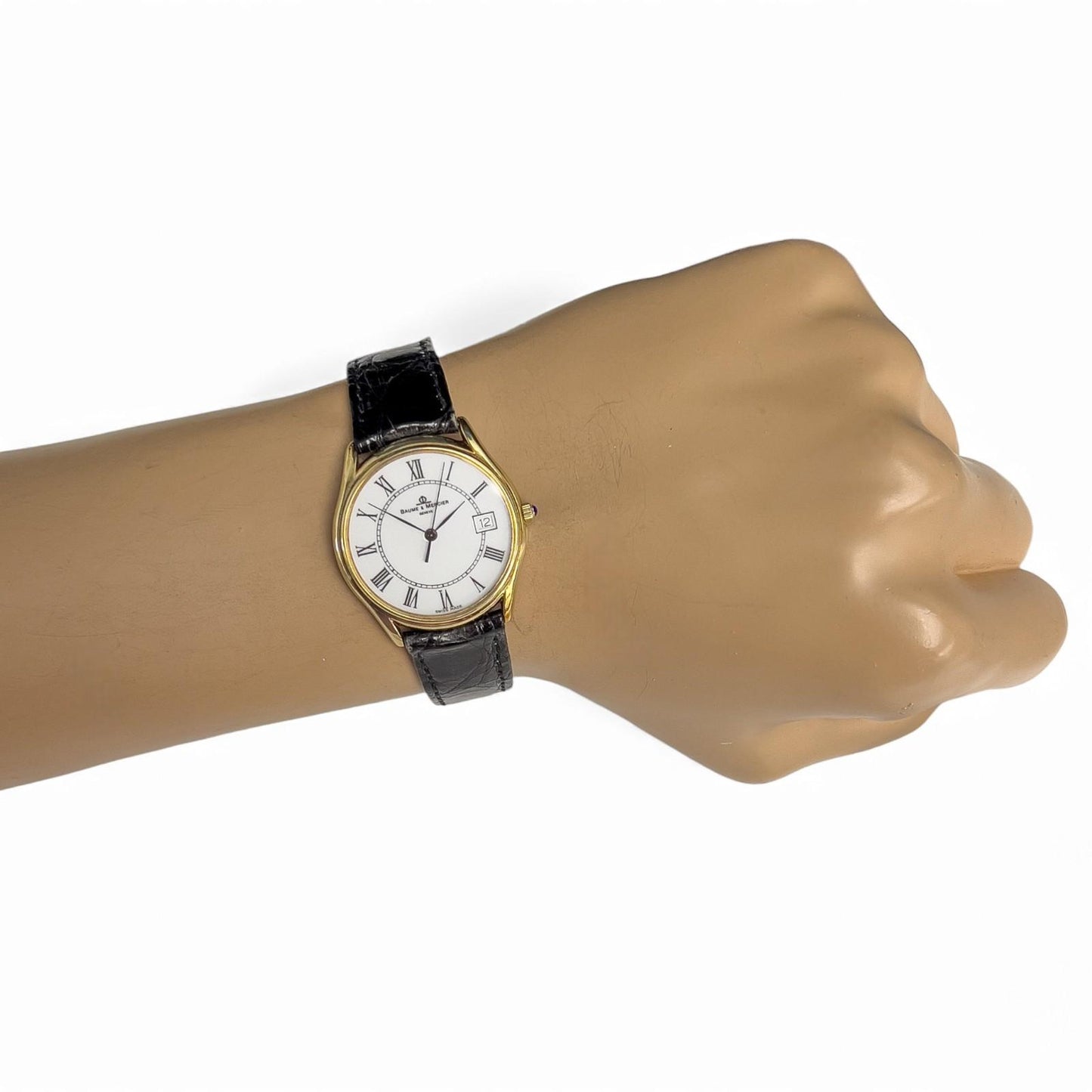 OPEN PAPERS Baume & Mercier Classima Date 95248 14k Yellow Gold White 32mm BOX