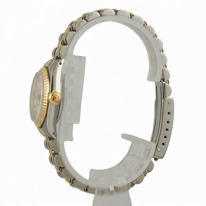 1990 Rolex DateJust 67193 26mm SILVER Diamond Steel 18k Gold Ladies JUBILEE BOX