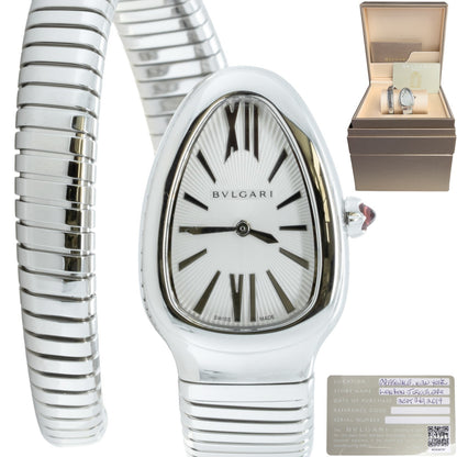 Bvlgari Serpenti SP35C6SS.1T 101817 Silver Steel Tubogas 35mm Watch BOX + PAPERS