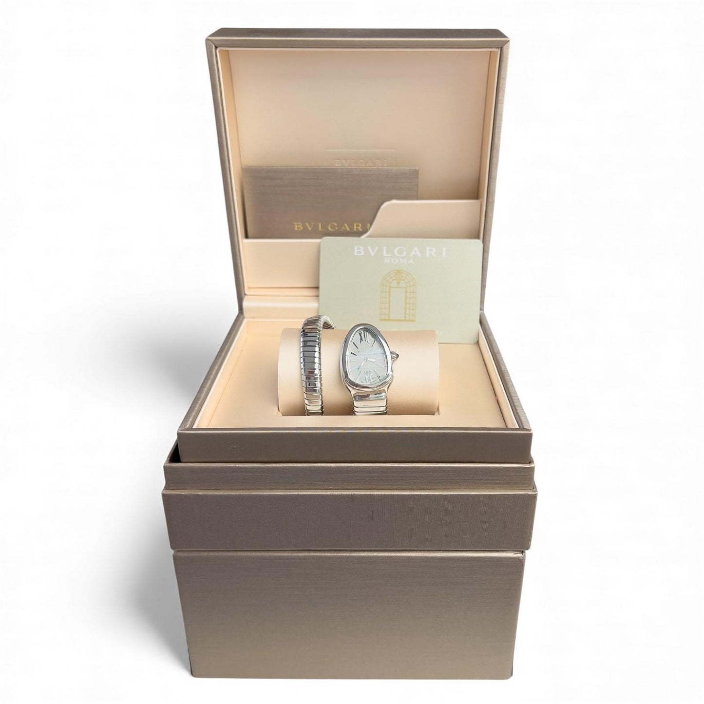 Bvlgari Serpenti SP35C6SS.1T 101817 Silver Steel Tubogas 35mm Watch BOX + PAPERS