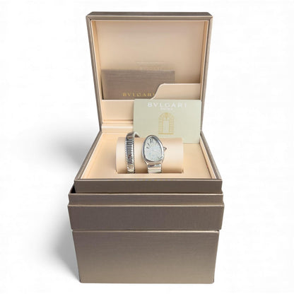 Bvlgari Serpenti SP35C6SS.1T 101817 Silver Steel Tubogas 35mm Watch BOX + PAPERS