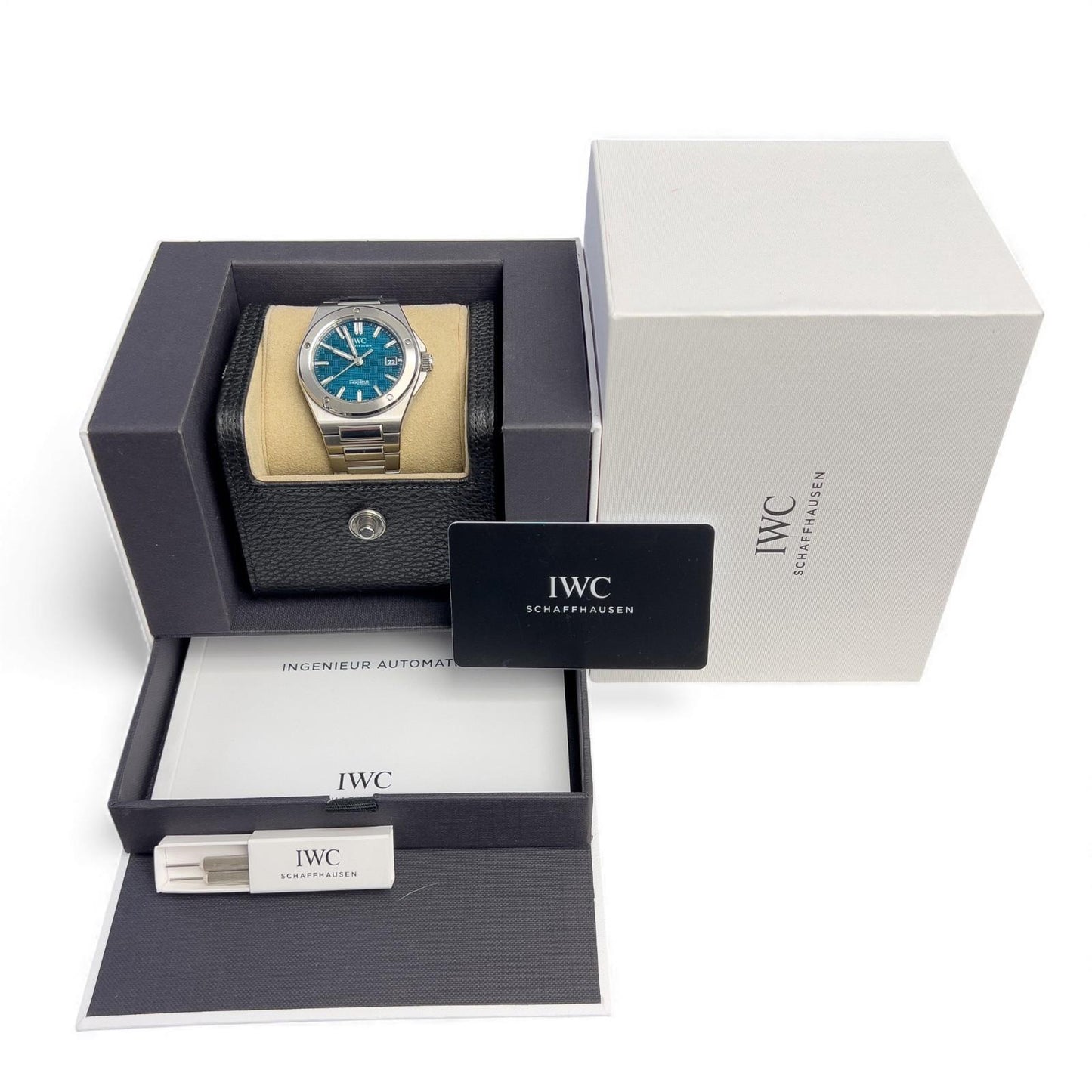 IWC Ingenieur Aqua Blue Green Dial 40mm Automatic Watch IW328903 BOX + PAPERS