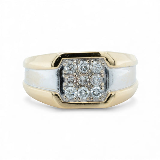 18k White & Yellow Gold 9 Stone Diamond Pinky Ring 0.56ctw H SI1-SI2 10g SZ 8
