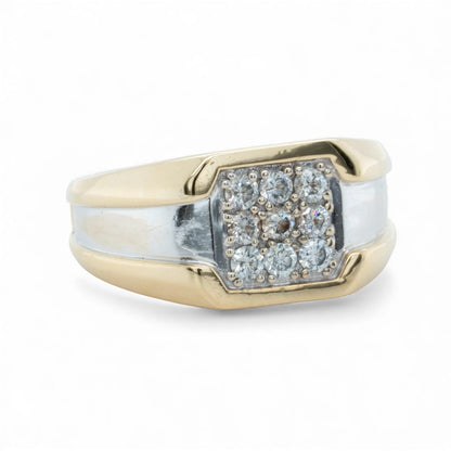18k White & Yellow Gold 9 Stone Diamond Pinky Ring 0.56ctw H SI1-SI2 10g SZ 8