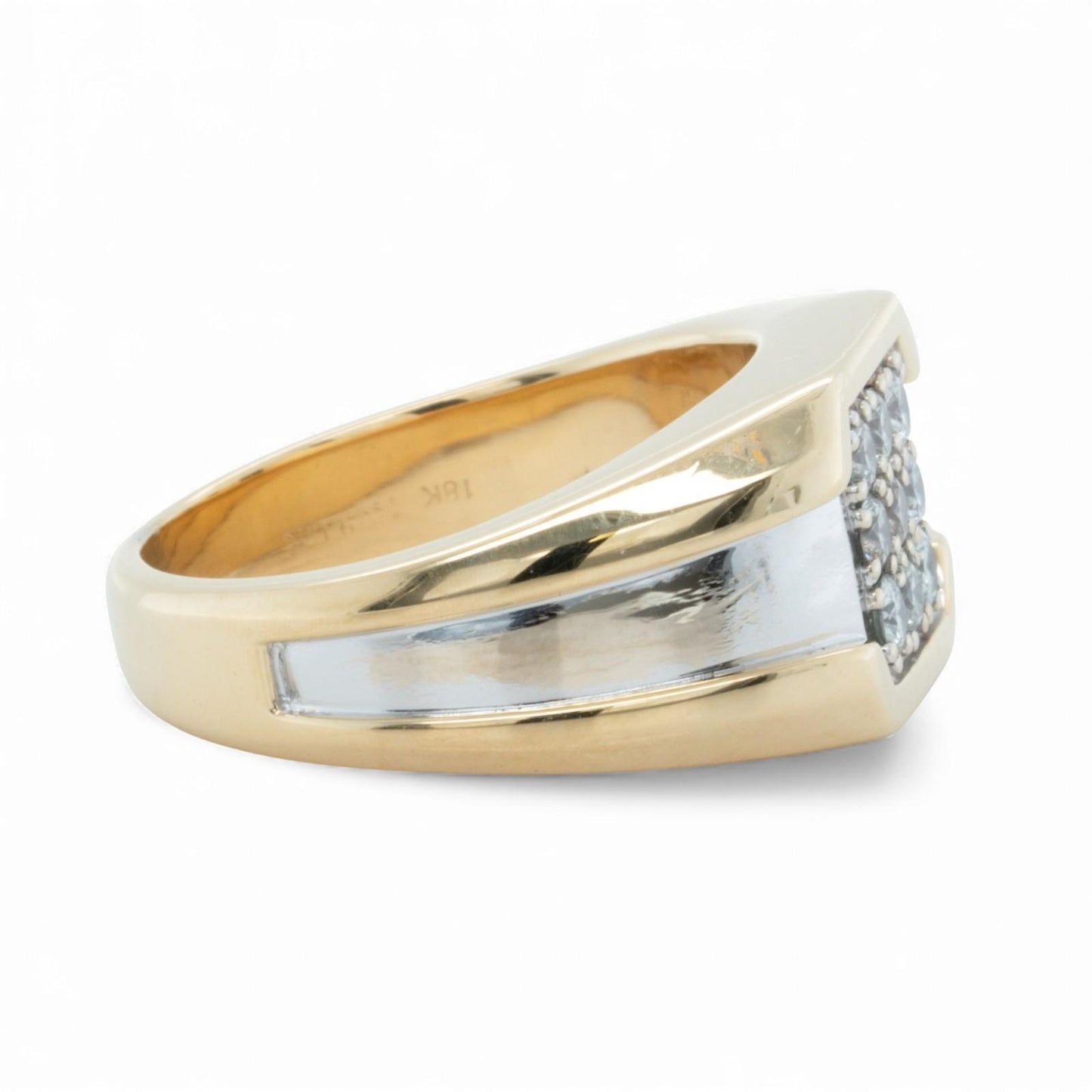 18k White & Yellow Gold 9 Stone Diamond Pinky Ring 0.56ctw H SI1-SI2 10g SZ 8