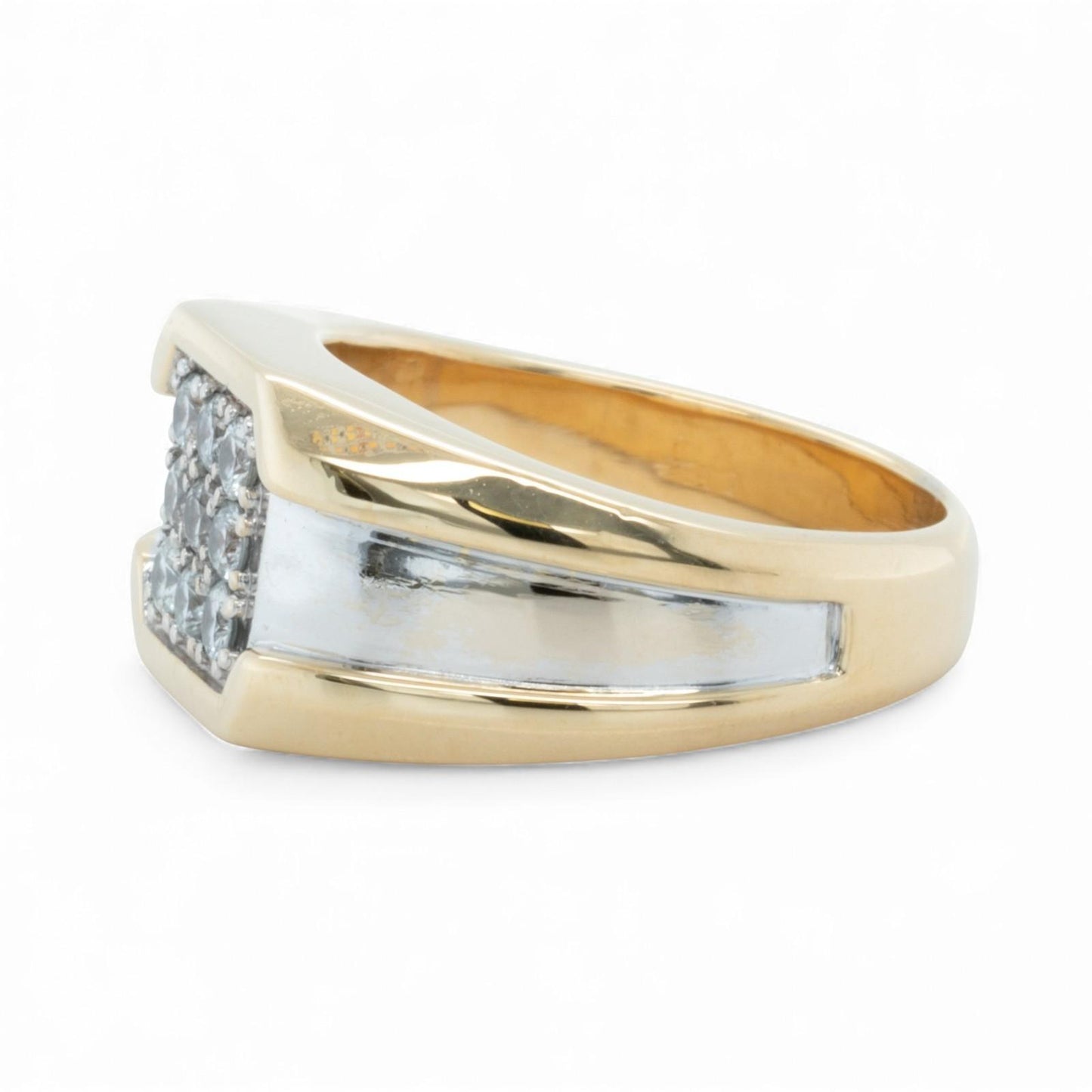 18k White & Yellow Gold 9 Stone Diamond Pinky Ring 0.56ctw H SI1-SI2 10g SZ 8