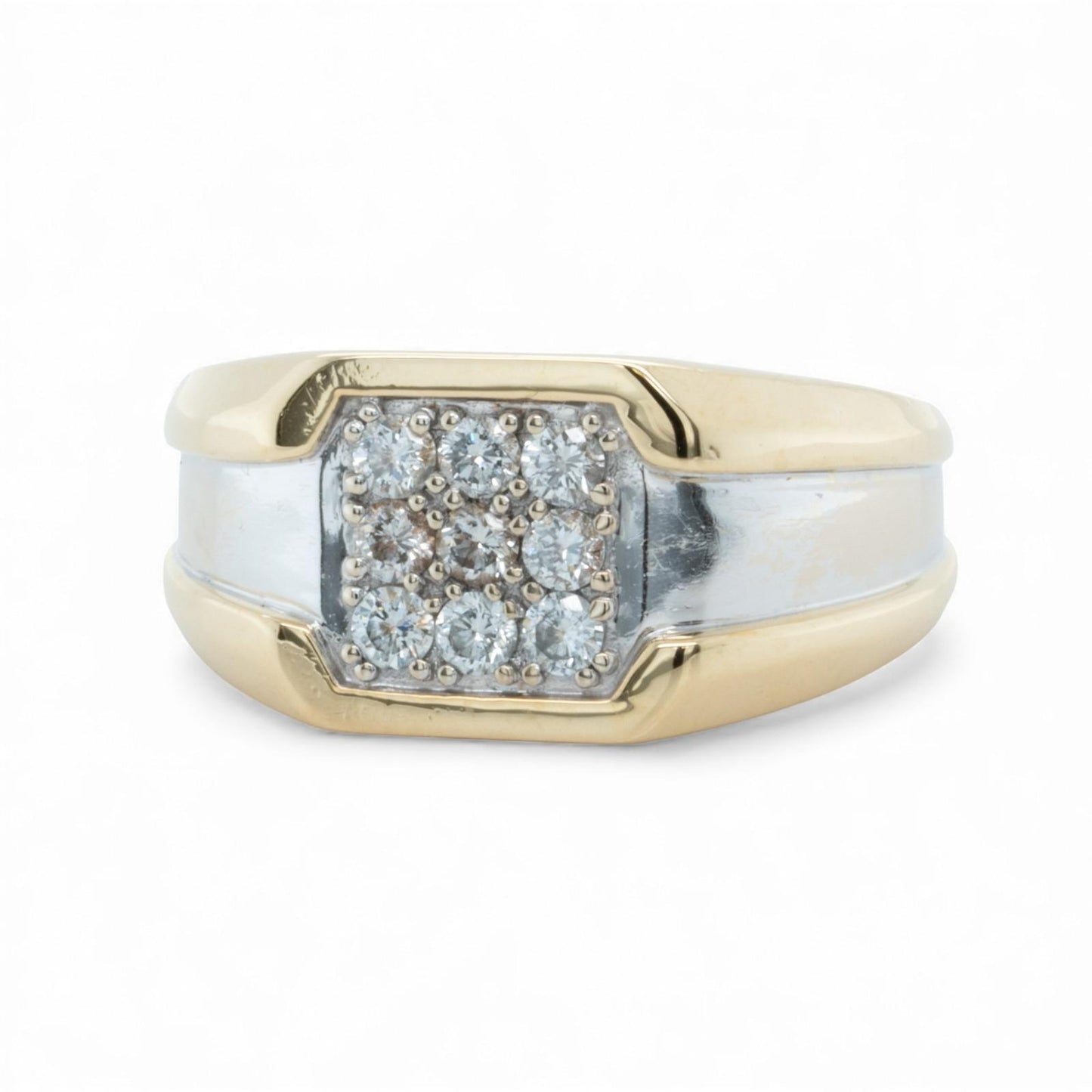 18k White & Yellow Gold 9 Stone Diamond Pinky Ring 0.56ctw H SI1-SI2 10g SZ 8