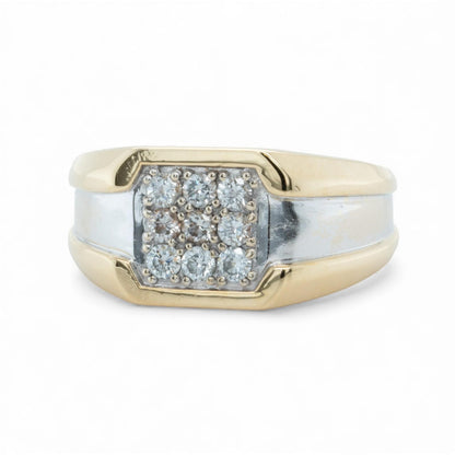 18k White & Yellow Gold 9 Stone Diamond Pinky Ring 0.56ctw H SI1-SI2 10g SZ 8