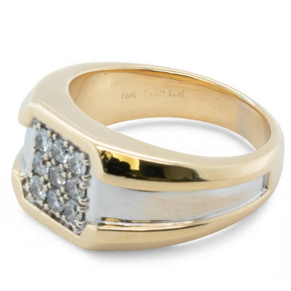 18k White & Yellow Gold 9 Stone Diamond Pinky Ring 0.56ctw H SI1-SI2 10g SZ 8