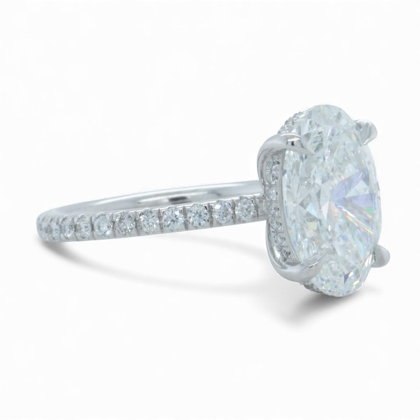 IGI 14k White Gold Lab Grown 5.03ct D VVS2 Oval Diamond Engagement Ring Size 7