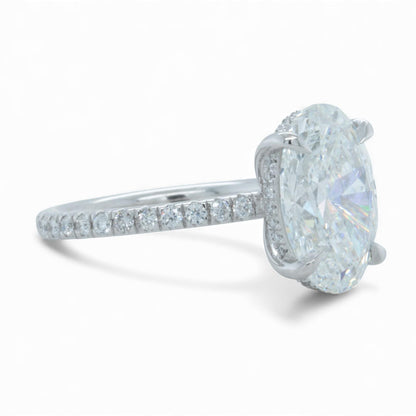 IGI 14k White Gold Lab Grown 5.03ct D VVS2 Oval Diamond Engagement Ring Size 7