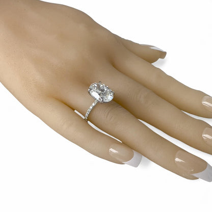 IGI 14k White Gold Lab Grown 5.03ct D VVS2 Oval Diamond Engagement Ring Size 7