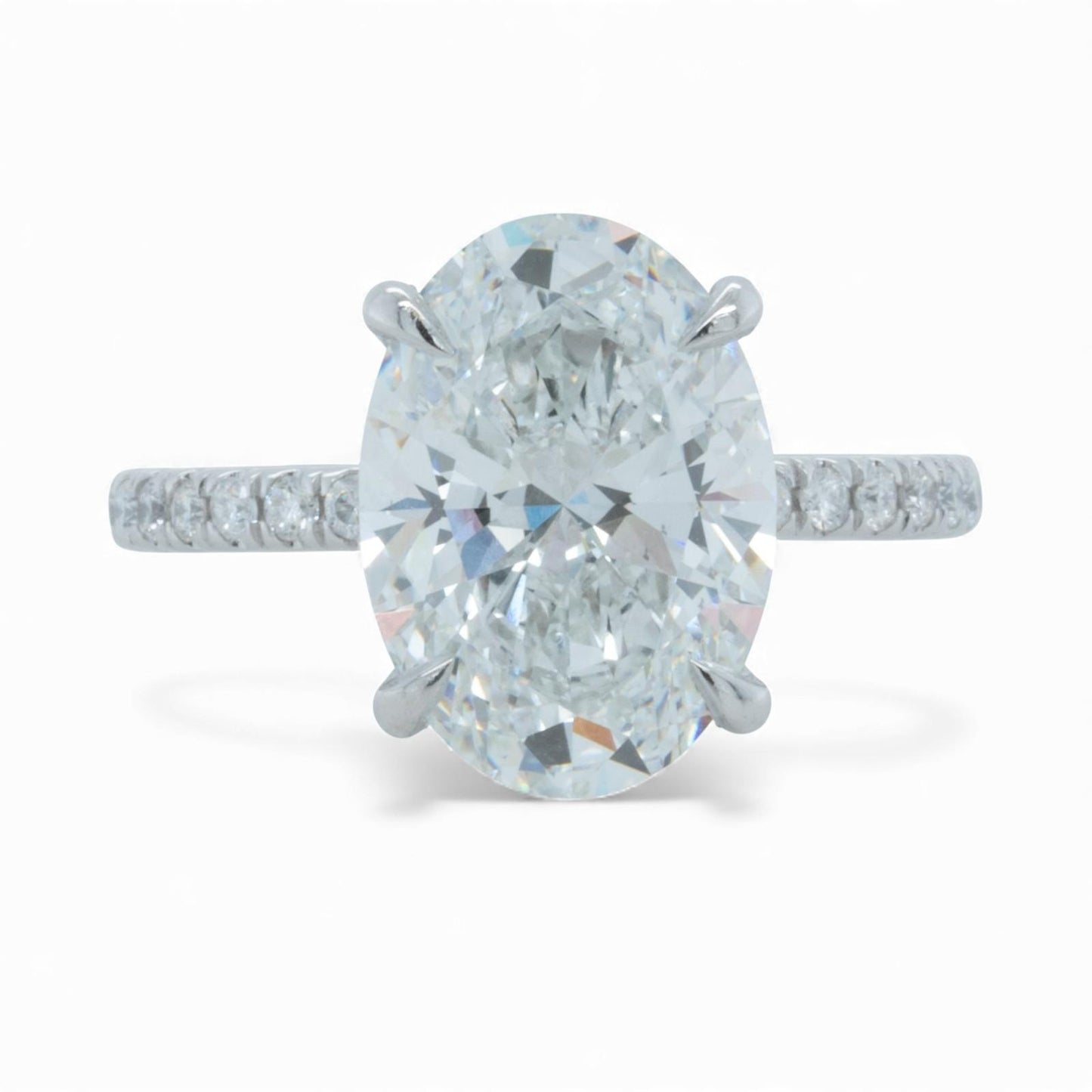 IGI 14k White Gold Lab Grown 5.03ct D VVS2 Oval Diamond Engagement Ring Size 7