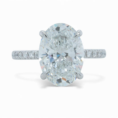 IGI 14k White Gold Lab Grown 5.03ct D VVS2 Oval Diamond Engagement Ring Size 7