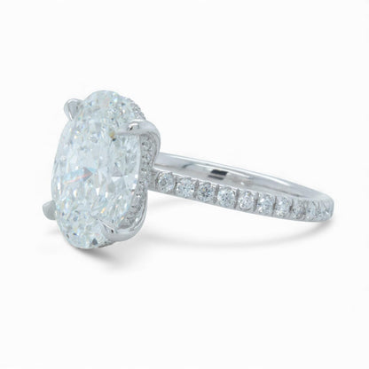 IGI 14k White Gold Lab Grown 5.03ct D VVS2 Oval Diamond Engagement Ring Size 7
