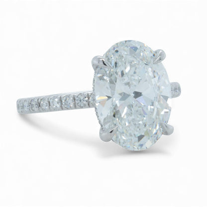 IGI 14k White Gold Lab Grown 5.03ct D VVS2 Oval Diamond Engagement Ring Size 7