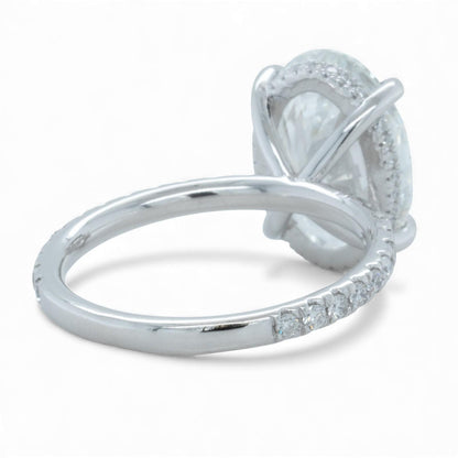 IGI 14k White Gold Lab Grown 5.03ct D VVS2 Oval Diamond Engagement Ring Size 7