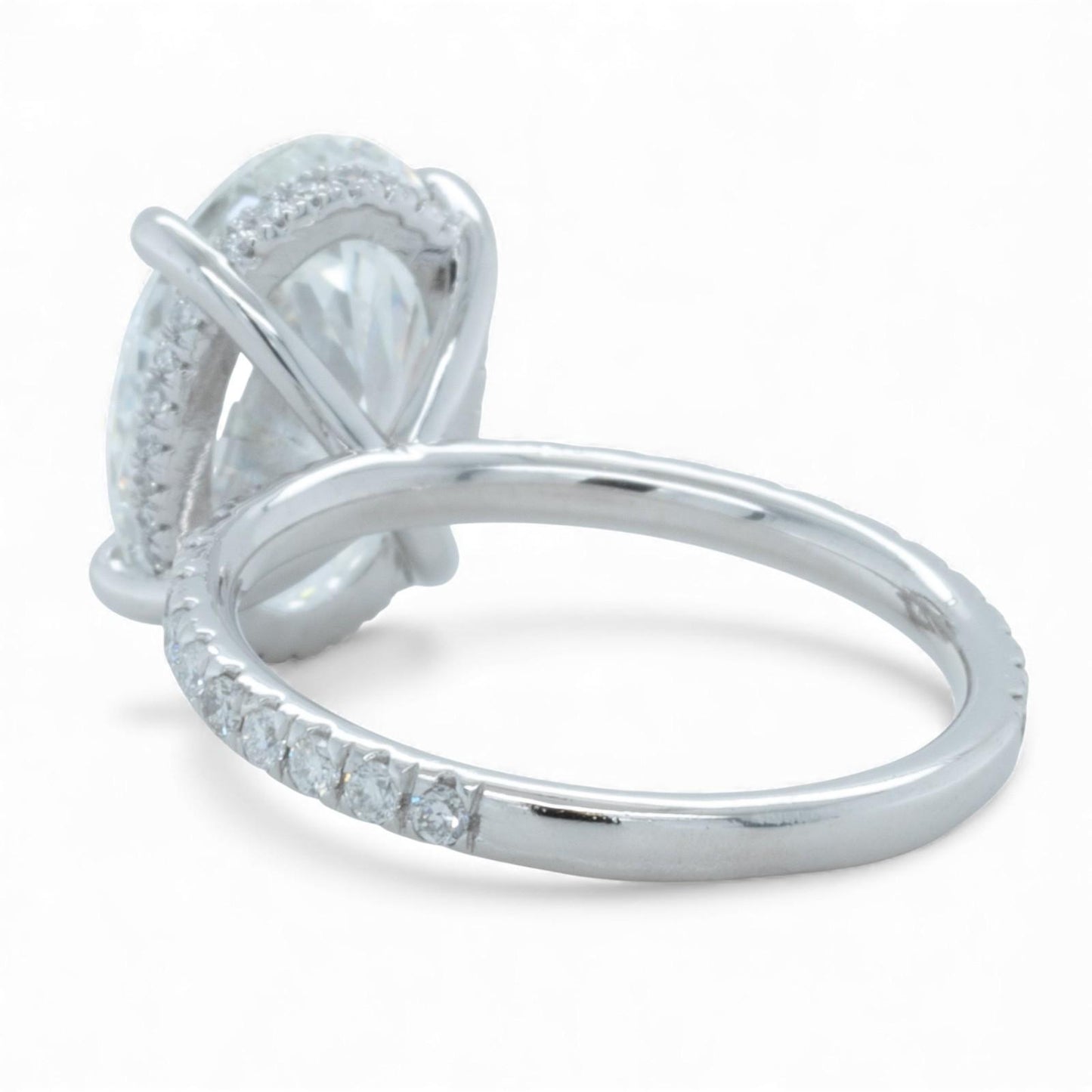 IGI 14k White Gold Lab Grown 5.03ct D VVS2 Oval Diamond Engagement Ring Size 7