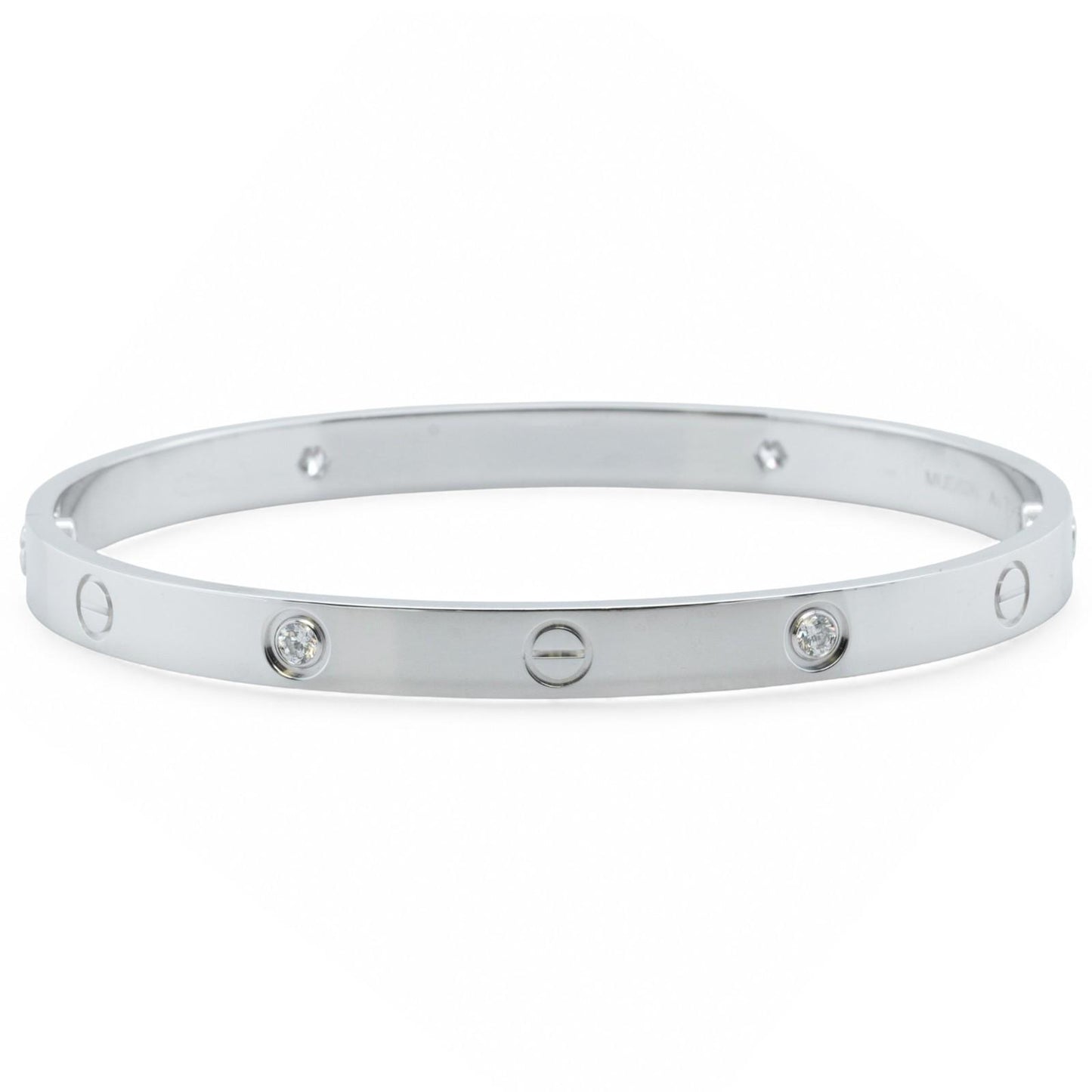 Cartier LOVE 18k White Gold 4 Diamond Classic Bracelet SZ 20 BAG BOX POUCH RCPT
