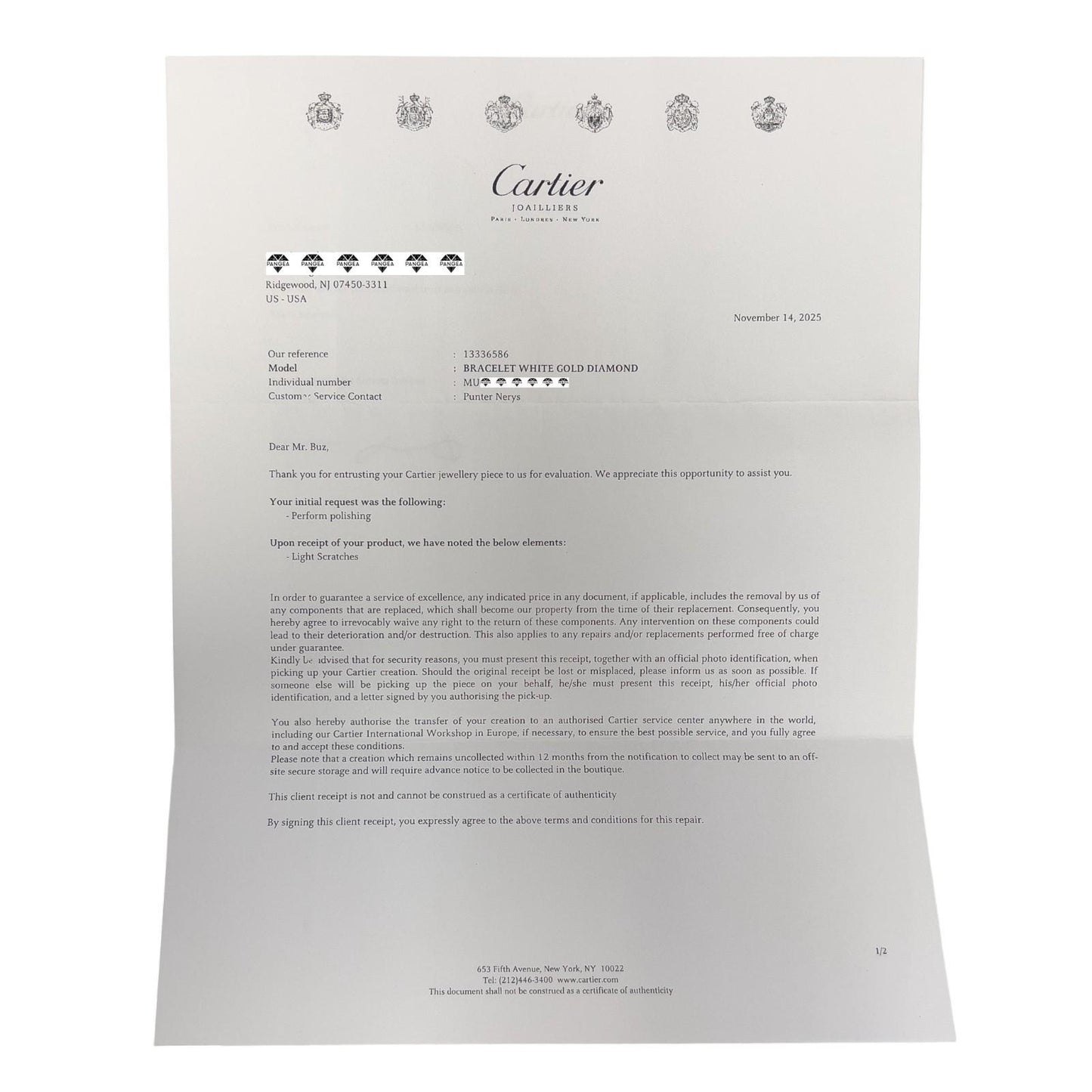 Cartier LOVE 18k White Gold 4 Diamond Classic Bracelet SZ 20 BAG BOX POUCH RCPT
