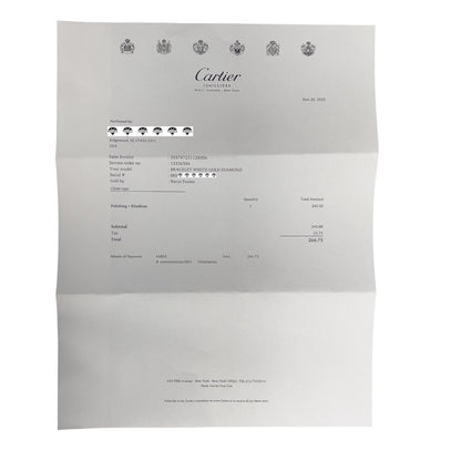 Cartier LOVE 18k White Gold 4 Diamond Classic Bracelet SZ 20 BAG BOX POUCH RCPT