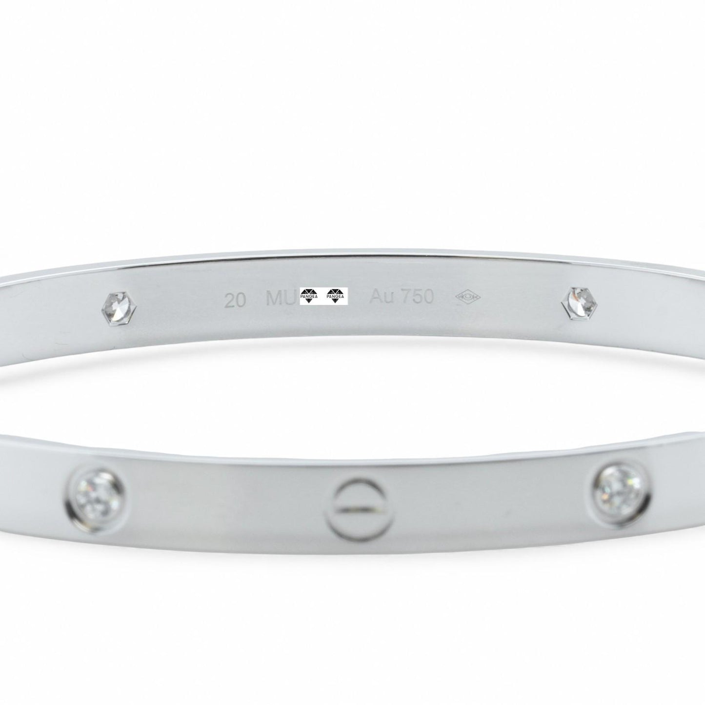 Cartier LOVE 18k White Gold 4 Diamond Classic Bracelet SZ 20 BAG BOX POUCH RCPT