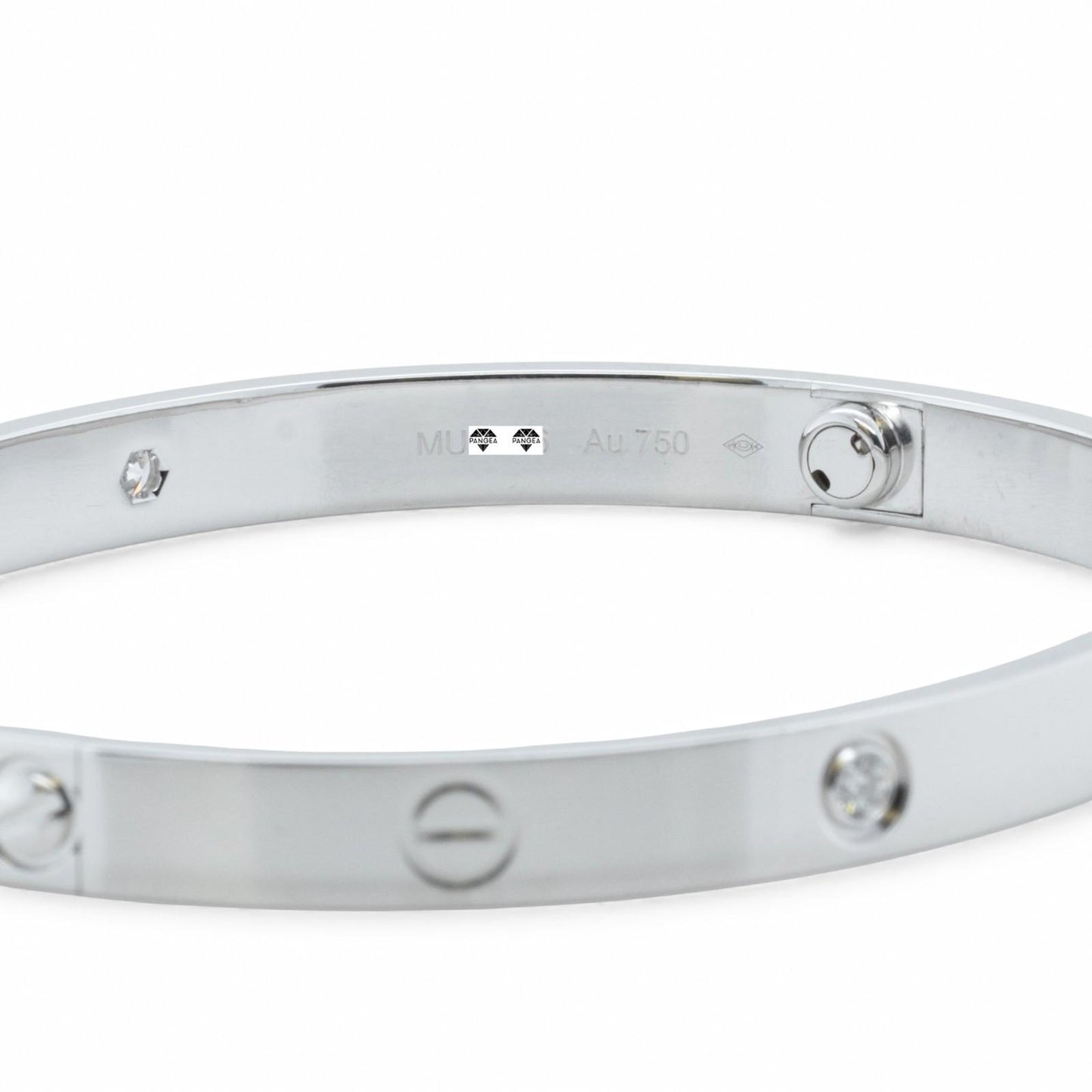Cartier LOVE 18k White Gold 4 Diamond Classic Bracelet SZ 20 BAG BOX POUCH RCPT