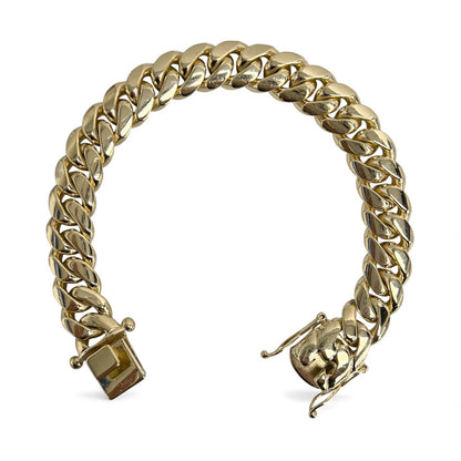 14k Yellow Gold Cuban Link 13mm Double Locking Box Clasp Bracelet 8.75" 125.1g