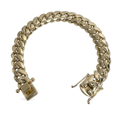 14k Yellow Gold Cuban Link 13mm Double Locking Box Clasp Bracelet 8.75" 125.1g