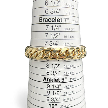 14k Yellow Gold Cuban Link 13mm Double Locking Box Clasp Bracelet 8.75" 125.1g
