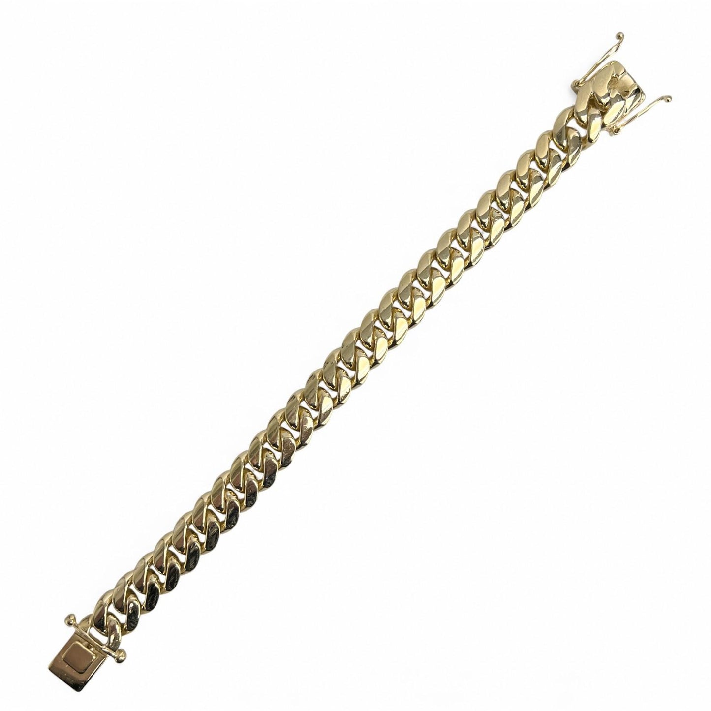 14k Yellow Gold Cuban Link 13mm Double Locking Box Clasp Bracelet 8.75" 125.1g