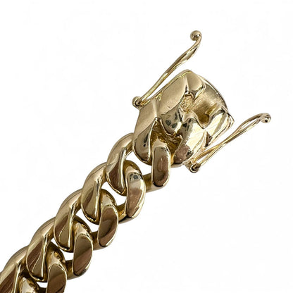 14k Yellow Gold Cuban Link 13mm Double Locking Box Clasp Bracelet 8.75" 125.1g