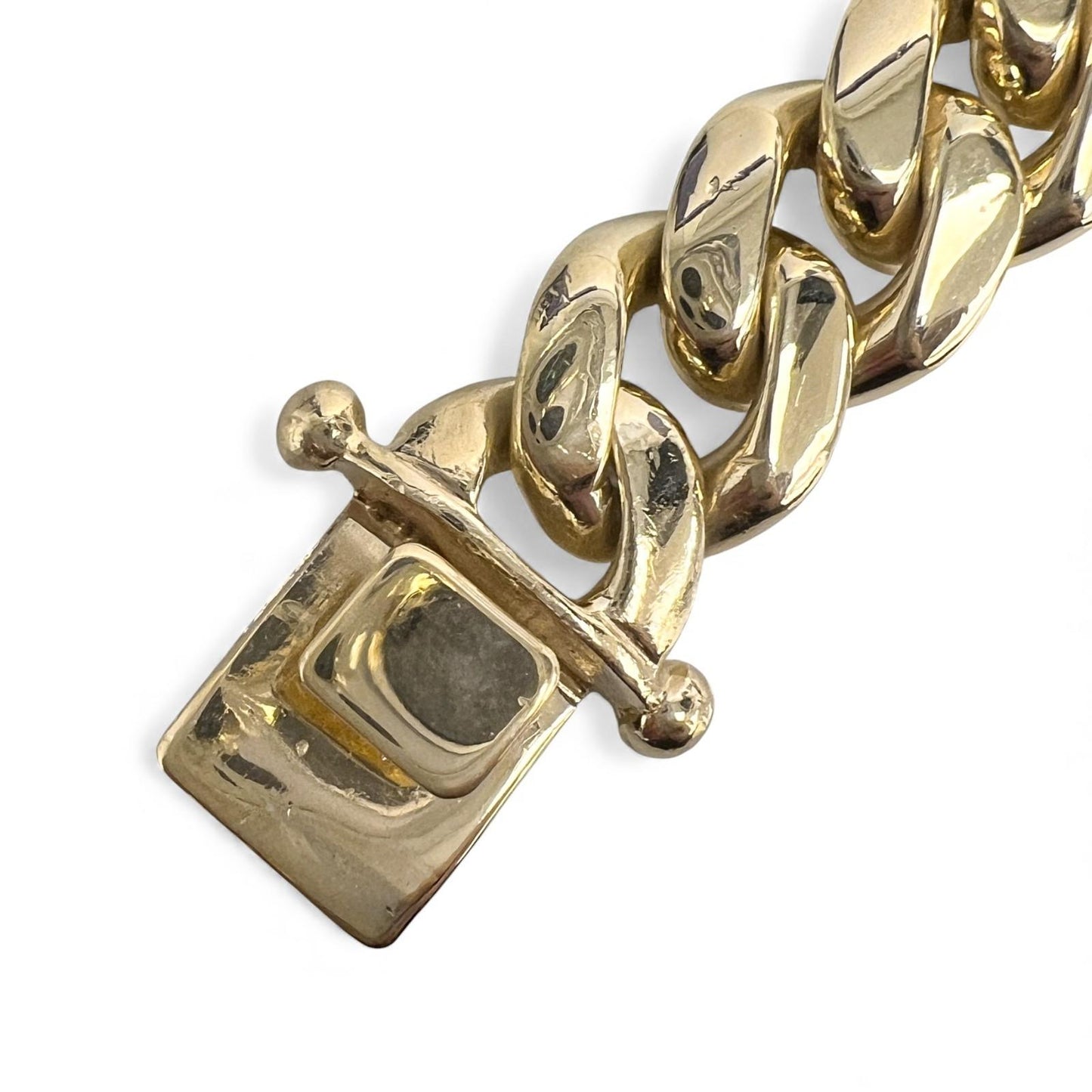 14k Yellow Gold Cuban Link 13mm Double Locking Box Clasp Bracelet 8.75" 125.1g