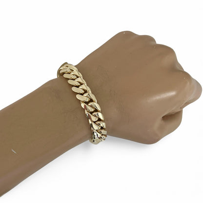 14k Yellow Gold Cuban Link 13mm Double Locking Box Clasp Bracelet 8.75" 125.1g