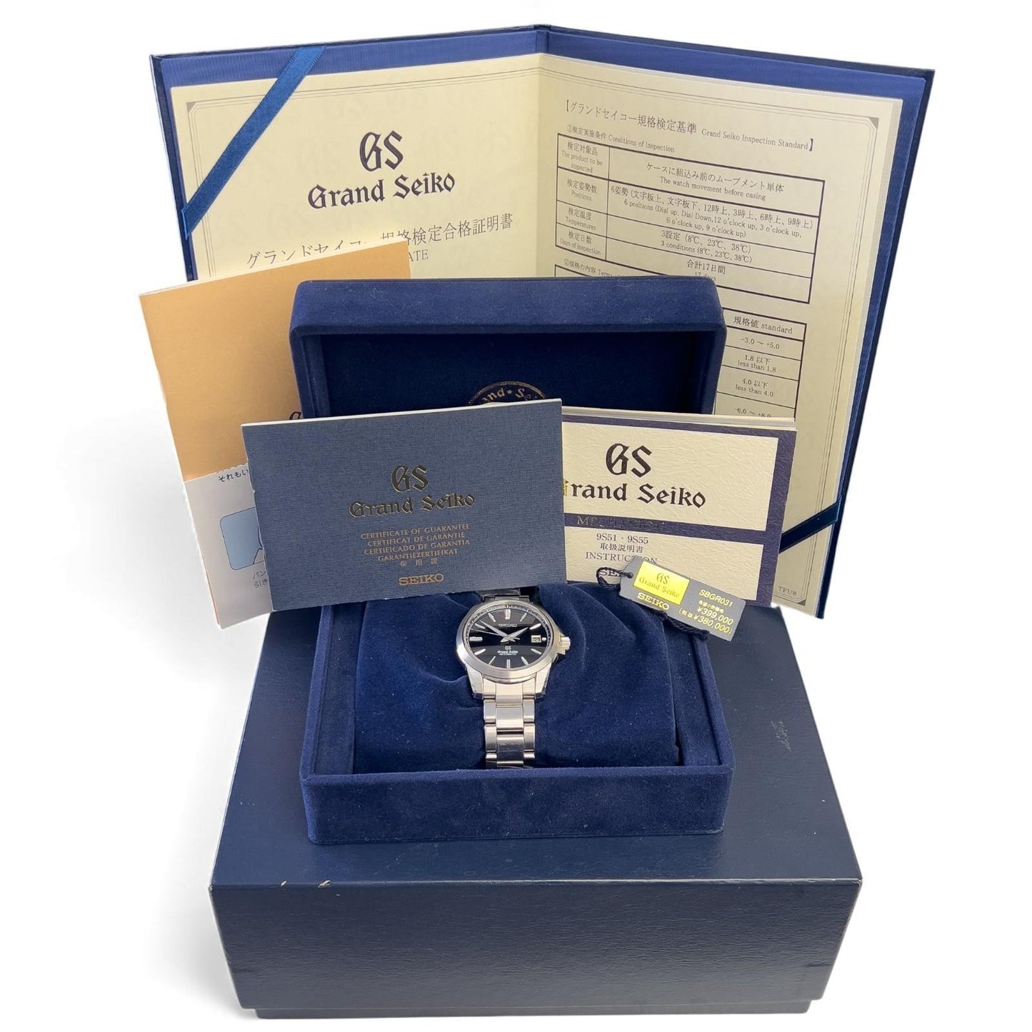 Grand Seiko GS Heritage Stainless Black Dial 39mm SGBR031 9S55-00C0 BOX + PAPERS