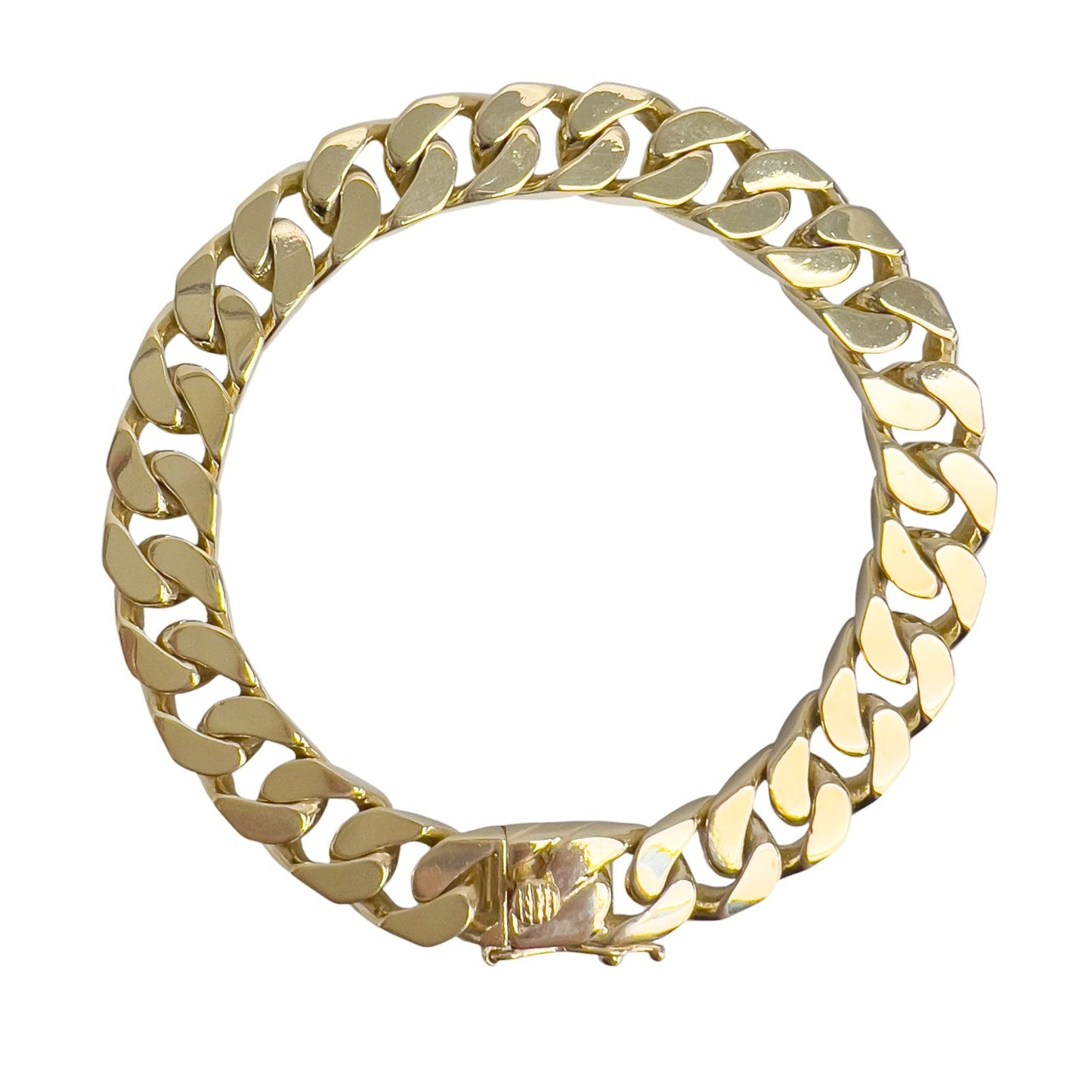 14k Yellow Gold Flat Cuban Link 9.50mm Hidden Box Clasp Bracelet 8.00" 59.9g