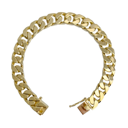 14k Yellow Gold Flat Cuban Link 9.50mm Hidden Box Clasp Bracelet 8.00" 59.9g
