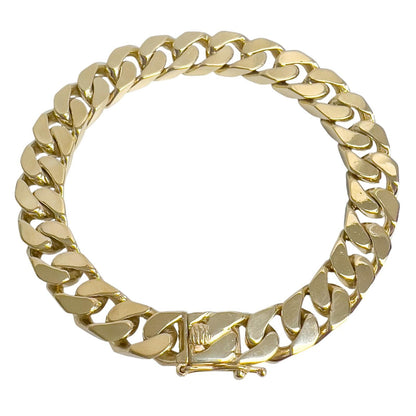 14k Yellow Gold Flat Cuban Link 9.50mm Hidden Box Clasp Bracelet 8.00" 59.9g