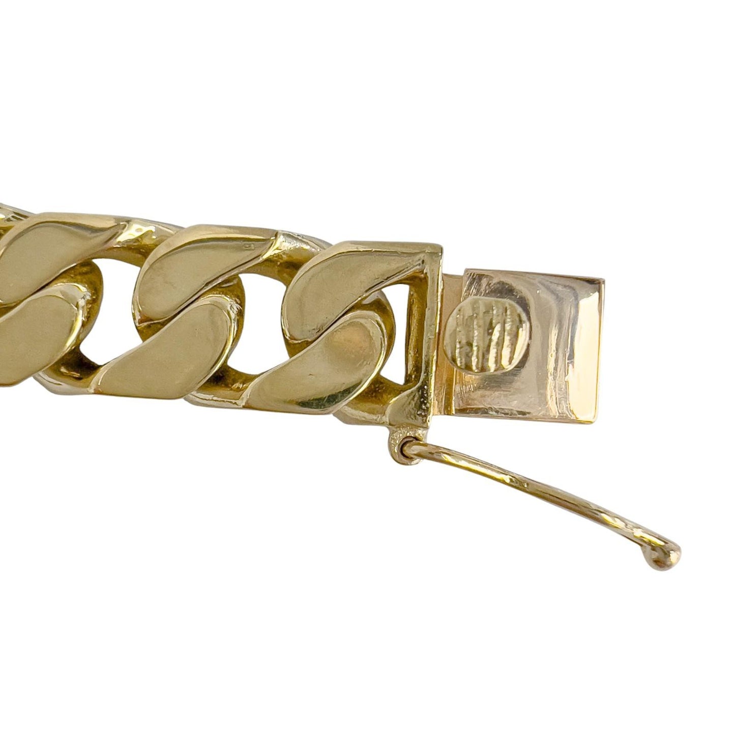 14k Yellow Gold Flat Cuban Link 9.50mm Hidden Box Clasp Bracelet 8.00" 59.9g