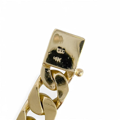 14k Yellow Gold Flat Cuban Link 9.50mm Hidden Box Clasp Bracelet 8.00" 59.9g
