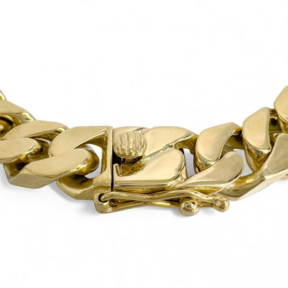 14k Yellow Gold Flat Cuban Link 9.50mm Hidden Box Clasp Bracelet 8.00" 59.9g
