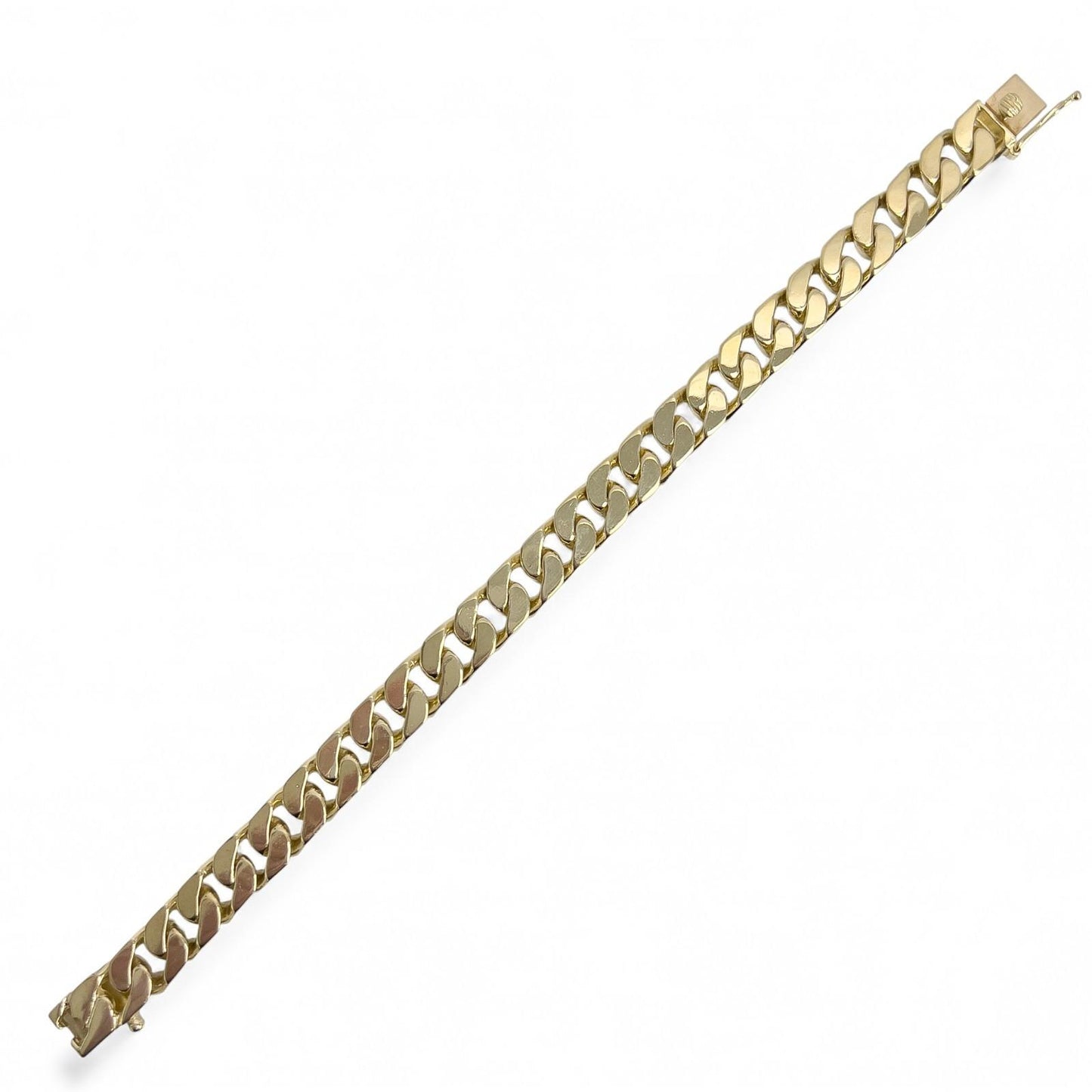 14k Yellow Gold Flat Cuban Link 9.50mm Hidden Box Clasp Bracelet 8.00" 59.9g