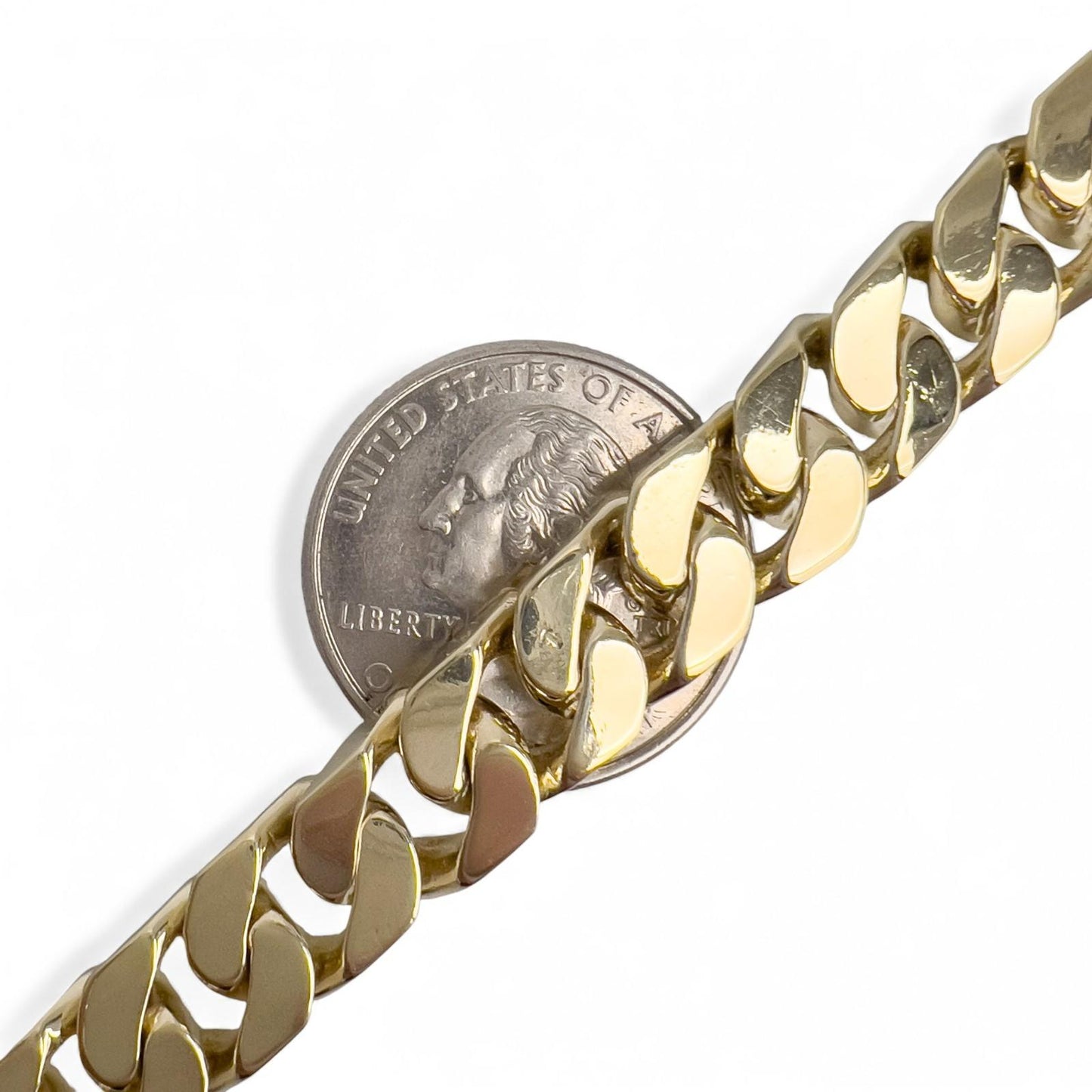 14k Yellow Gold Flat Cuban Link 9.50mm Hidden Box Clasp Bracelet 8.00" 59.9g