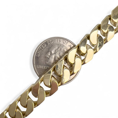 14k Yellow Gold Flat Cuban Link 9.50mm Hidden Box Clasp Bracelet 8.00" 59.9g